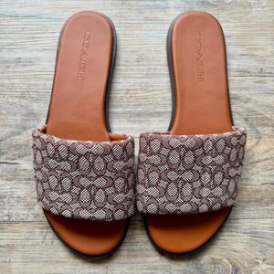 Coach Holly Sandal Signature Textile Jacquard Slides Size 8 Y2K Designer